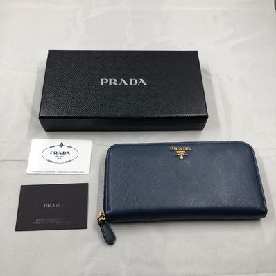 PRADA Saffiano Leather Wallet "Blue"