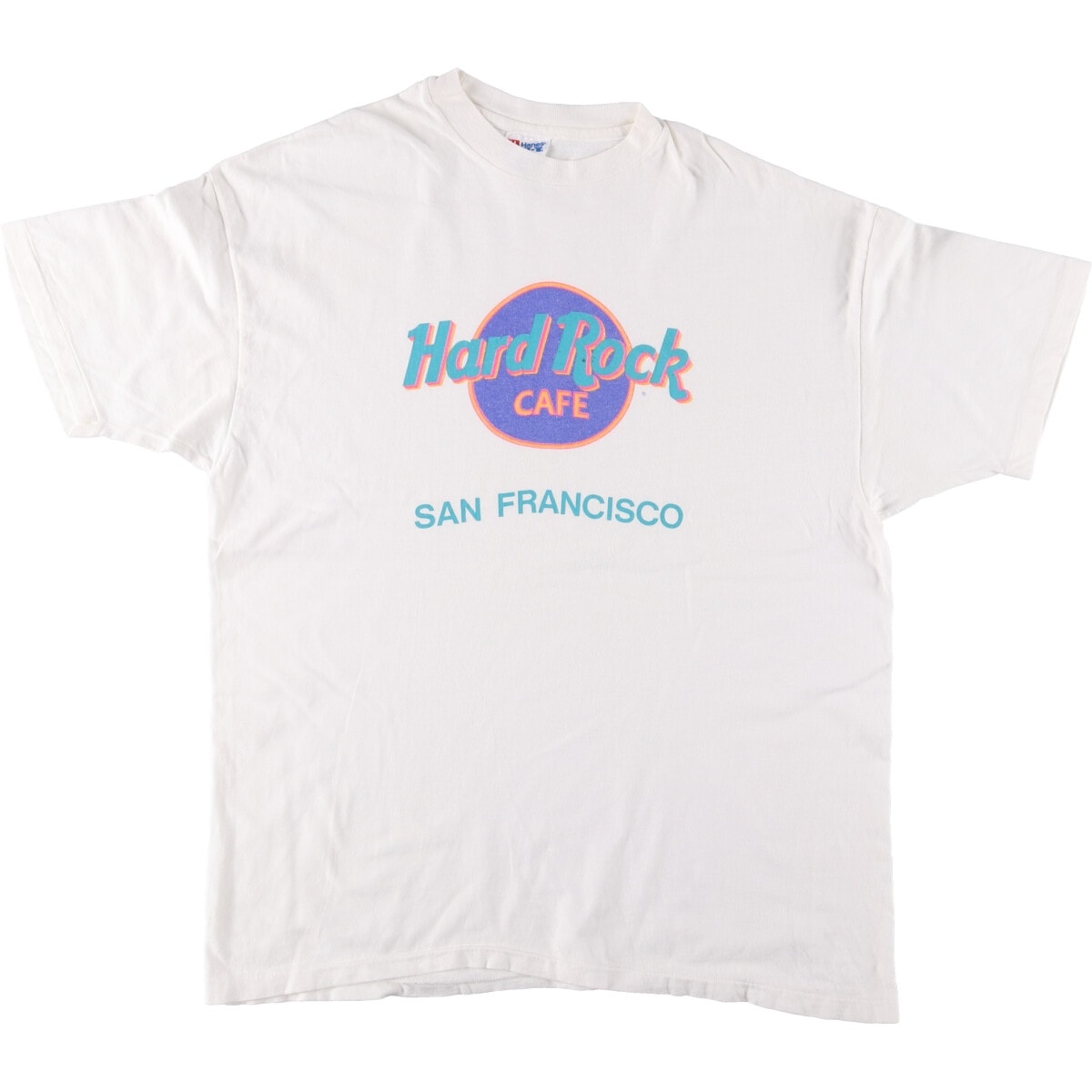 古着 90年代 ヘインズ Hanes HARD ROCK CAFE SAN FRANCISCO ハードロックカフェ サンフランシスコ アドバタイジングTシャツ USA製 メンズXL相当 ヴィンテージ/eaa577152