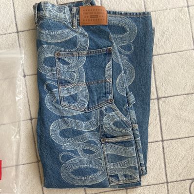 Supreme x HYSTERIC GLAMOUR Snake Double Knee Denim Painter Pant "Blue"