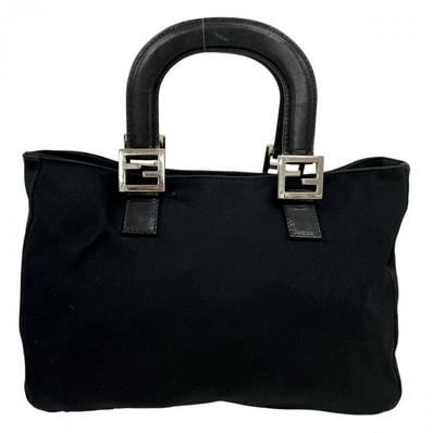 FENDI フェンディ ハンドバッグ 26329 ジャージー ブラック 黒 シルバー金具 レディース【中古品】
