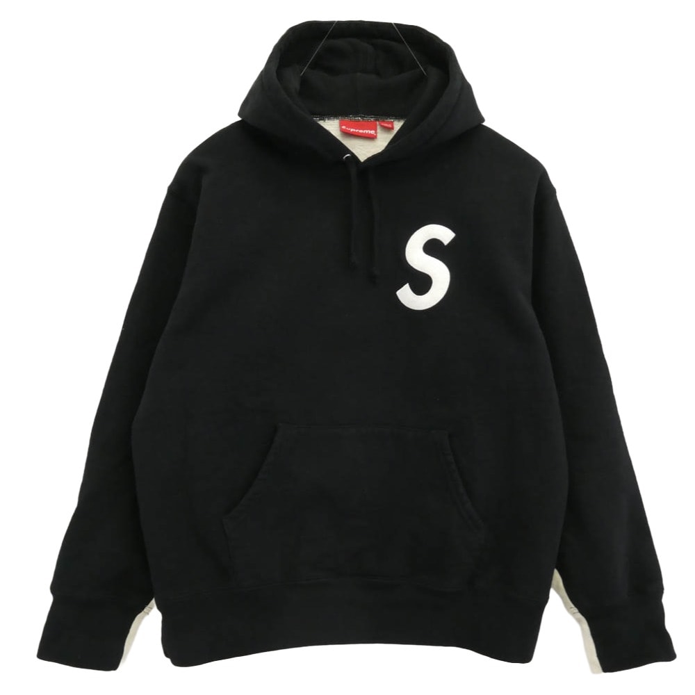 Supreme シュプリーム パーカー 21AW S Logo Split Hooded Sweatshirt ロゴ フーデッド スウェットシャツ パーカー フーディー ブラック系 オフホワイト系 M【中古】