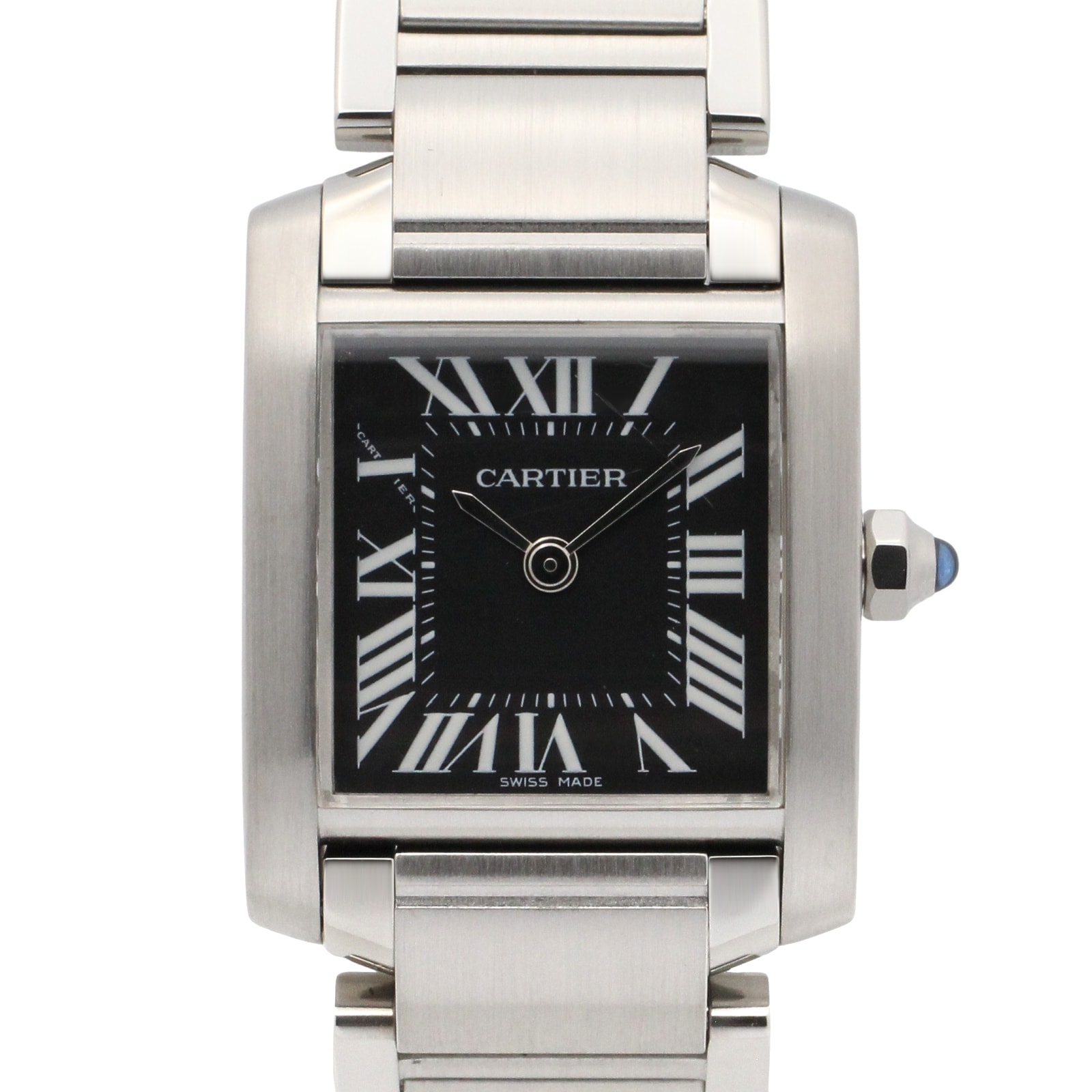 カルティエ CARTIER タンクフランセーズ SM 腕時計 時計 ステンレススチール レディース ブラック系 W51026Q3 【中古】
