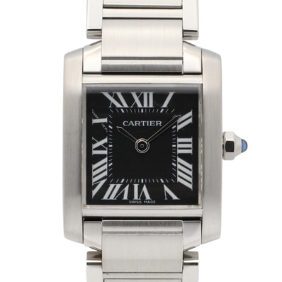 カルティエ CARTIER タンクフランセーズ SM 腕時計 時計 ステンレススチール レディース ブラック系 W51026Q3 【中古】