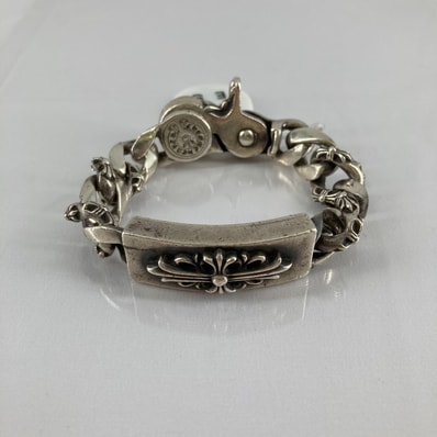 CHROME HEARTS(クロムハーツ) フローラルクロス IDクリップ ブレスレット SV925/139.9g シルバー