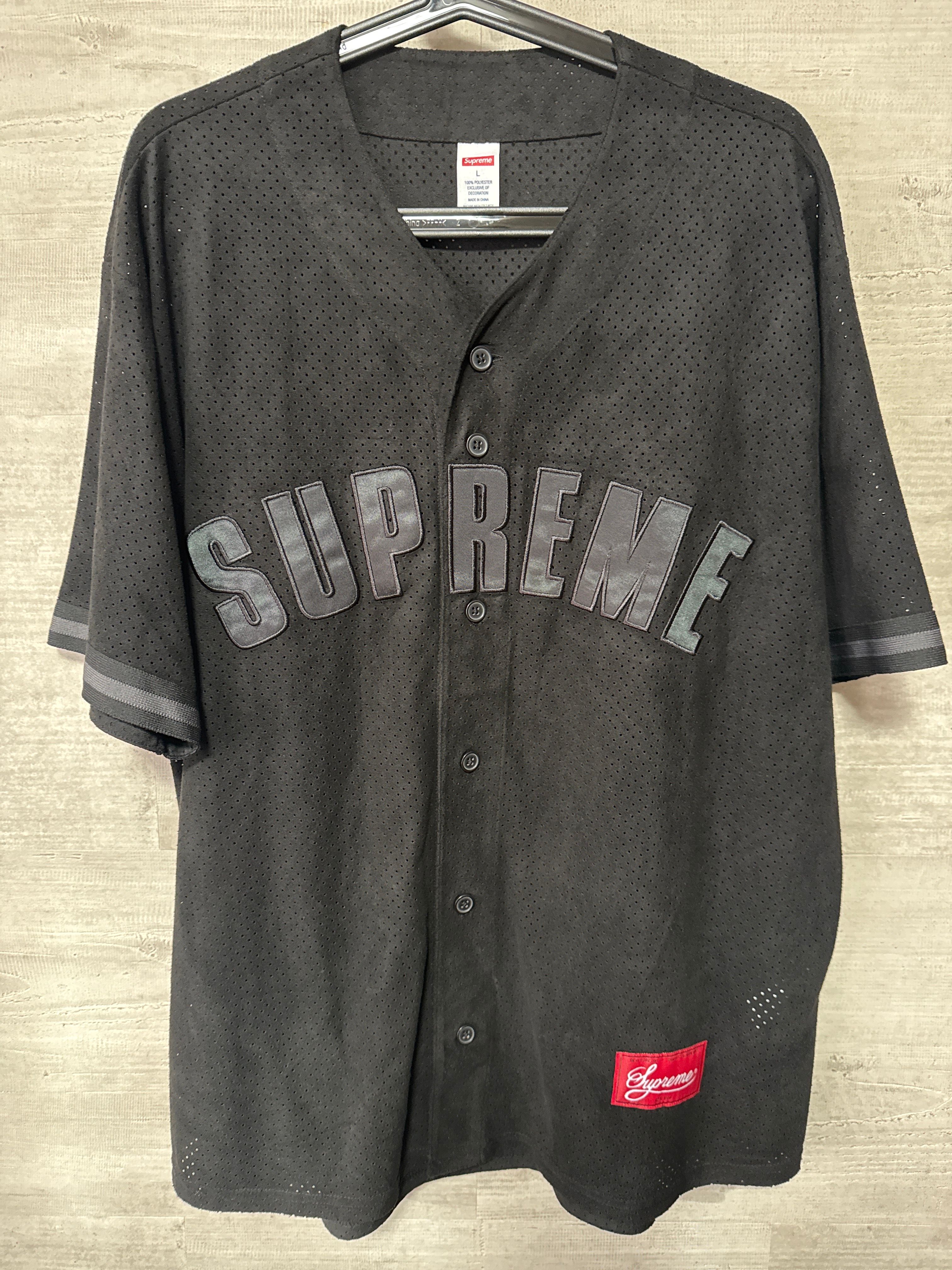Supreme Ultrasuede Mesh Baseball Jersey "Black"