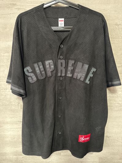 Supreme Ultrasuede Mesh Baseball Jersey "Black"