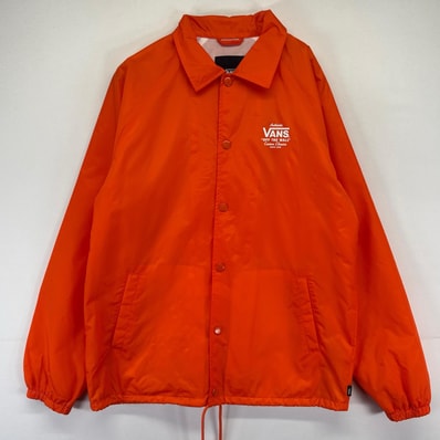 古着 バンズ VANS ジャケット スナップボタン コーチジャケット ワンポイントロゴ 薄手 M オレンジ系 メンズ