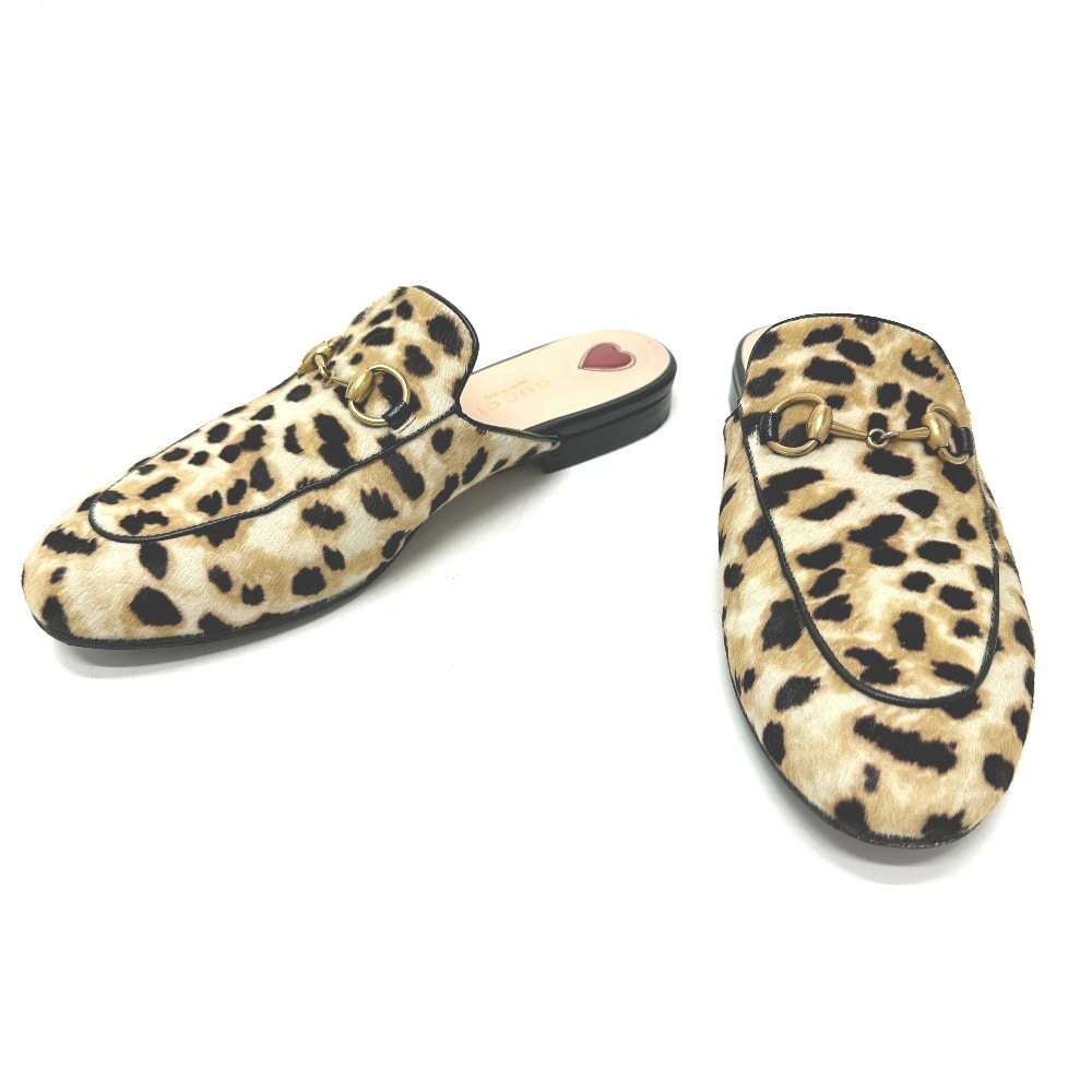 グッチ GUCCI ホースビット 476250 レオパード 豹柄 ヒョウ 靴 シューズ サンダル ハラコ ベージュ