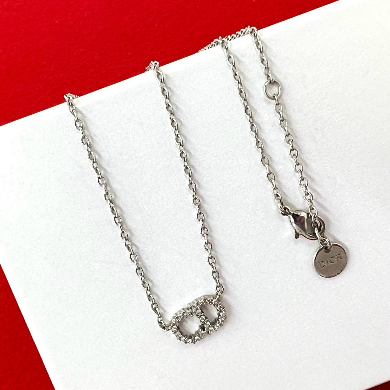 Christian Dior ディオール CD ロゴ ネックレス 合金 メッキ ネックレス シルバー
 22632