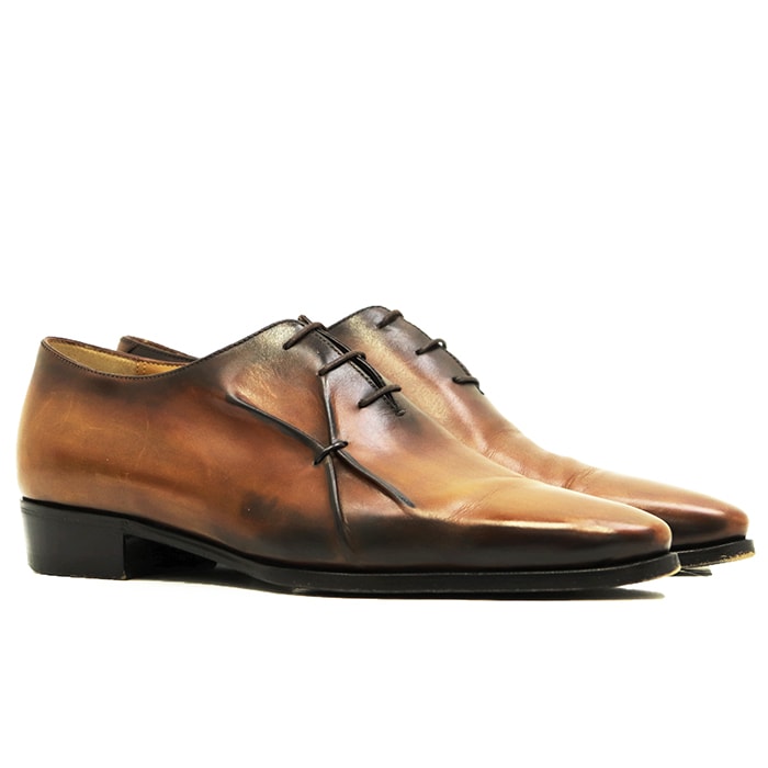 Berluti ベルルッティ レザーシューズ ホールカット サイズ 7.5 メンズ パティーヌ レースアップ 革靴 純正シューツリー/袋付属 ブラウン 茶色