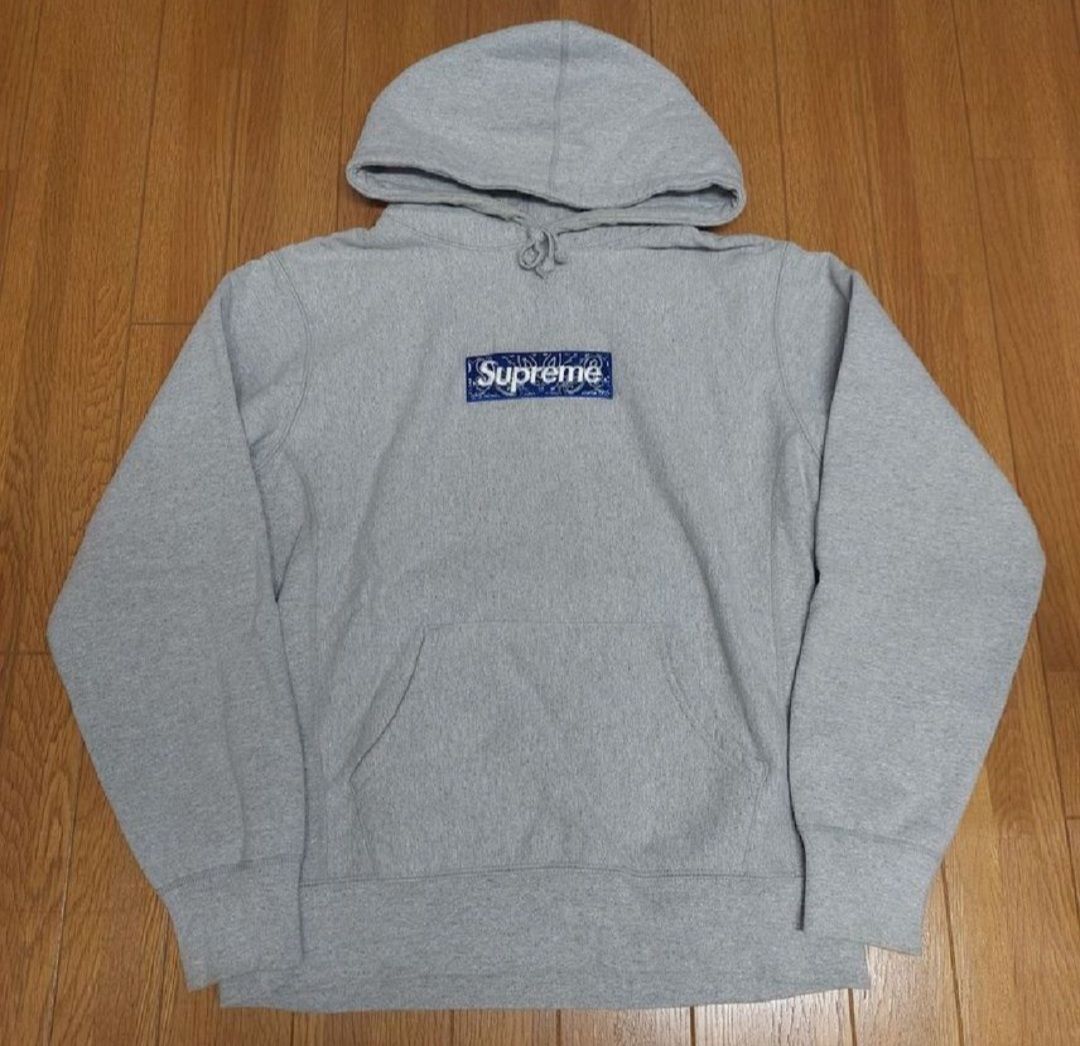 Supreme Bandana Box Logo Hooded Sweatshirt "Grey"