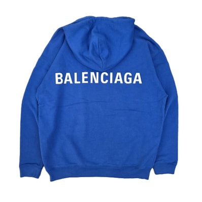 【値下げ】BALENCIAGA バレンシアガ Black Logo Hoodie バック ロゴ プリント フーディ プルオーバー パーカー 570811 THV79 S コットン メンズ【中古】