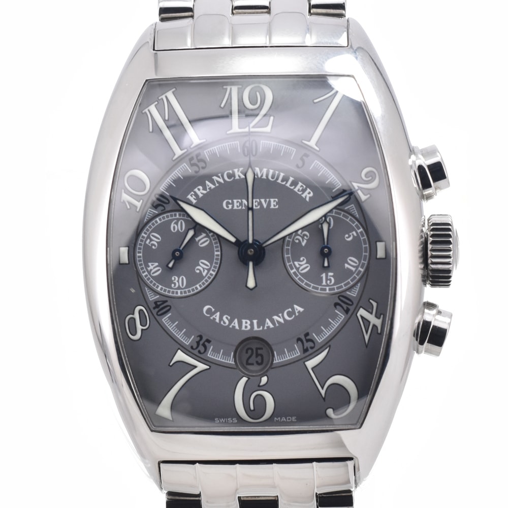 フランクミュラー FRANCK MULLER 8885CCCDT カサブランカ クロノグラフ デイト グレー 自動巻き メンズ 美品 腕時計 I#150031