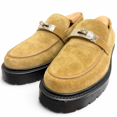 極美品 エルメス ローファー アイコン ベージュ メンズ 40