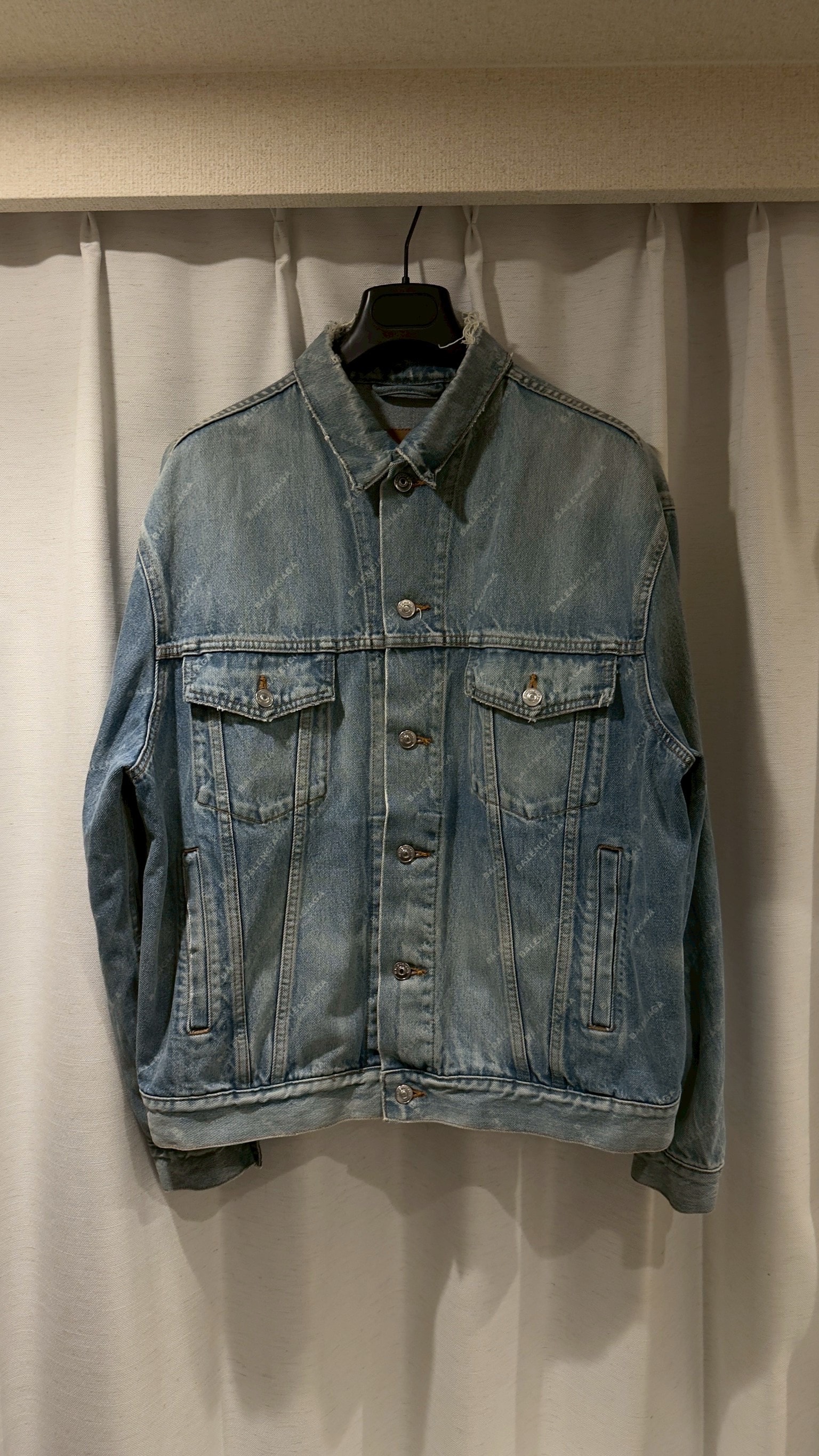 BALENCIAGA Women's Allover Logo Denim Jacket "Blue"