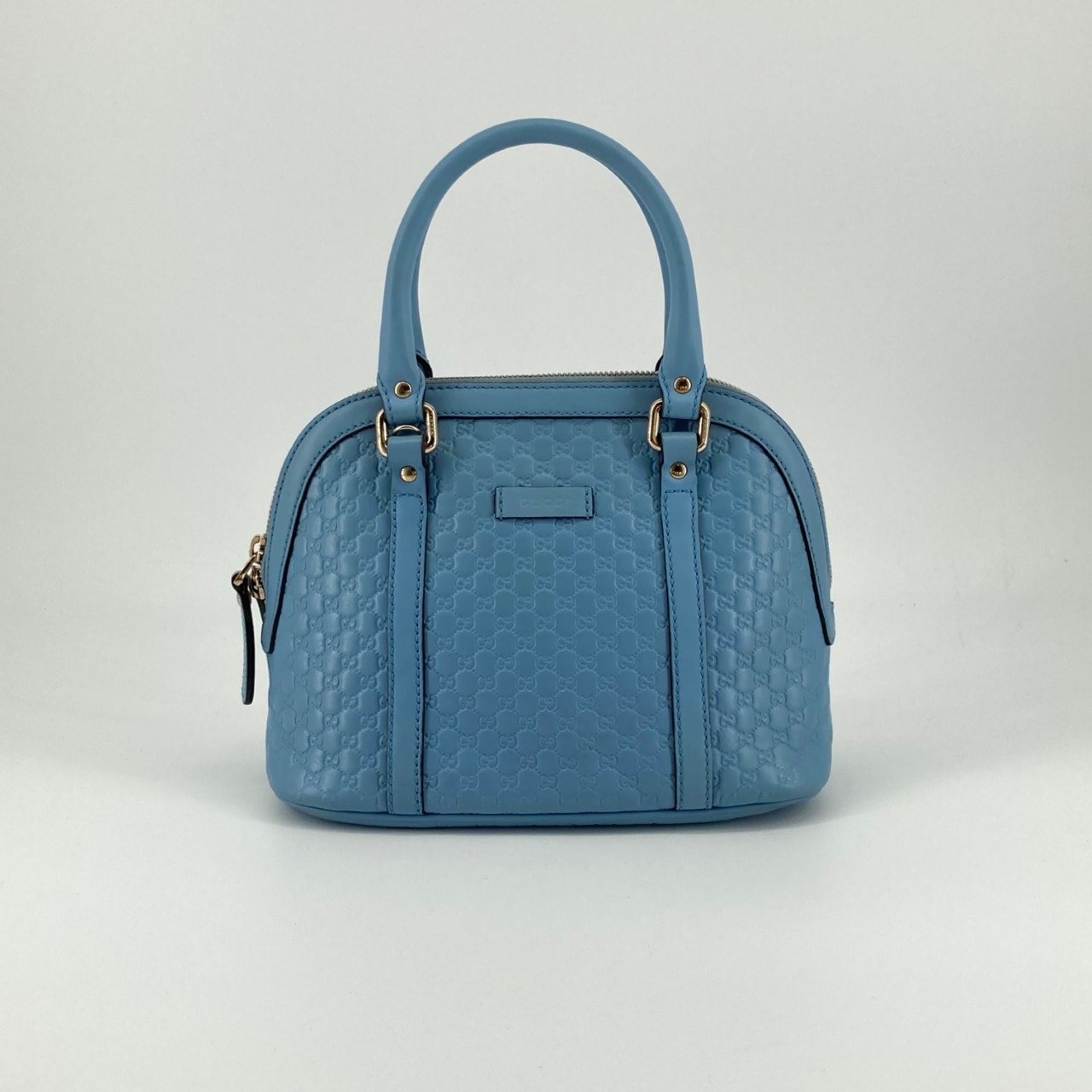 GUCCI(グッチ) マイクログッチシマ  ミニ ドーム サッチェル 449654 ハンドバッグ ミネラルブルー