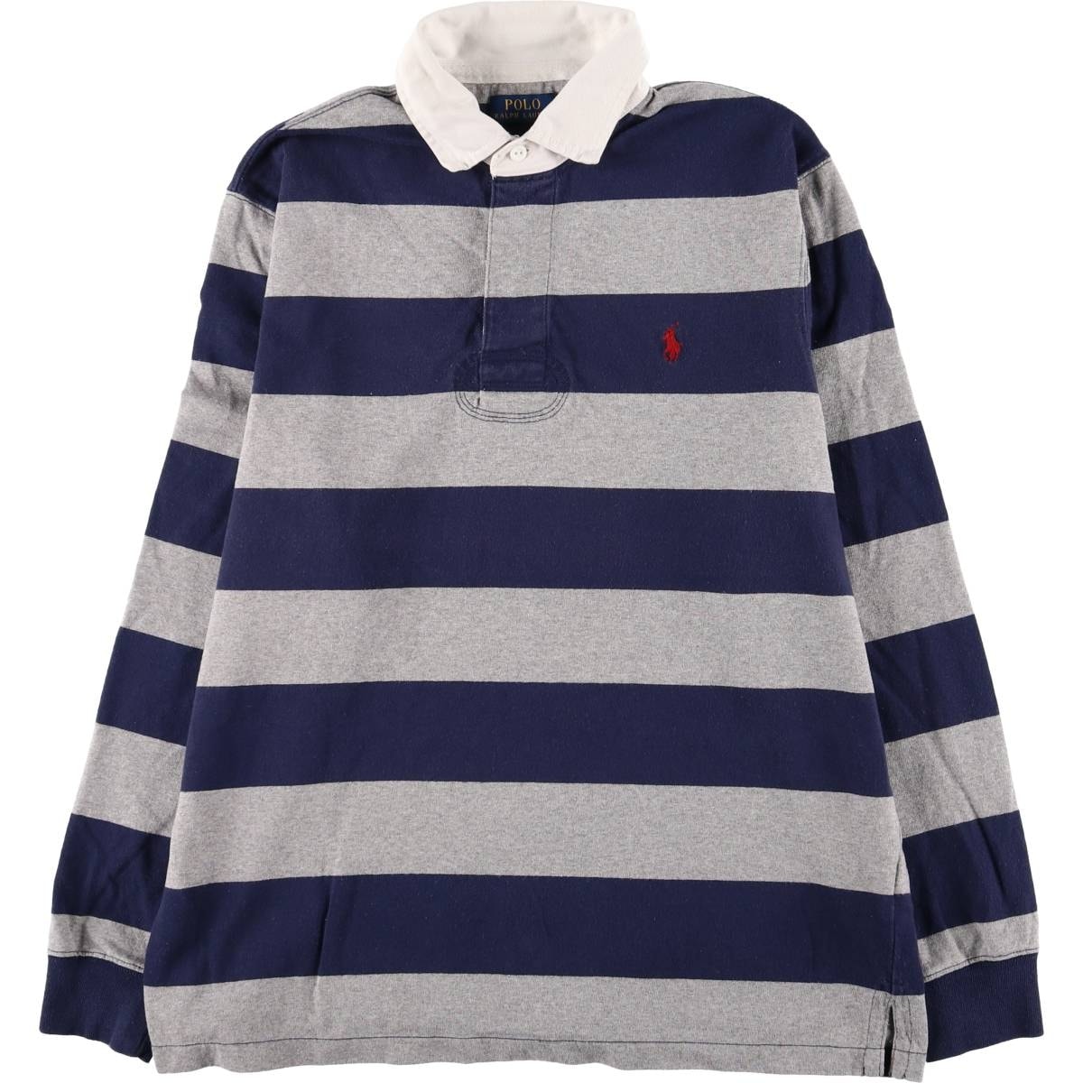 古着 ラルフローレン Ralph Lauren POLO RALPH LAUREN ボーダー柄 長袖 ラガーシャツ メンズL相当/eaa577180