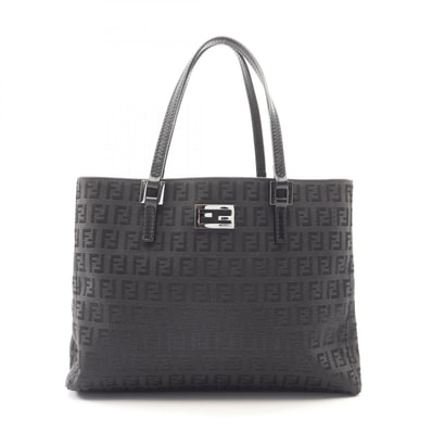 フェンディ FENDI ズッキーノ トートバッグ バッグ キャンバス レザー レディース ブラック系 【中古】