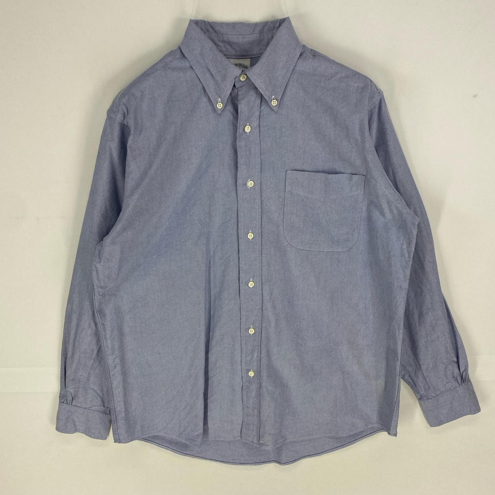 古着 ブルックスブラザーズ Brooks Brothers 長袖シャツ ボタンダウン 胸ポケット ロングスリーブ S  ブルー系 無地 メンズ