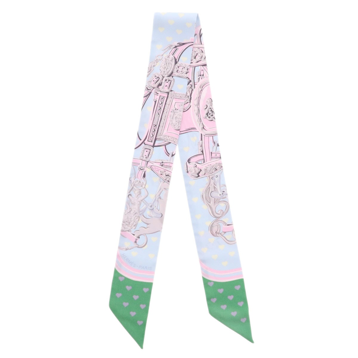 HERMES エルメス ツイリー スカーフ Brides de Gala Love heart スカーフ シルク ピンク 水色 レディース【中古】