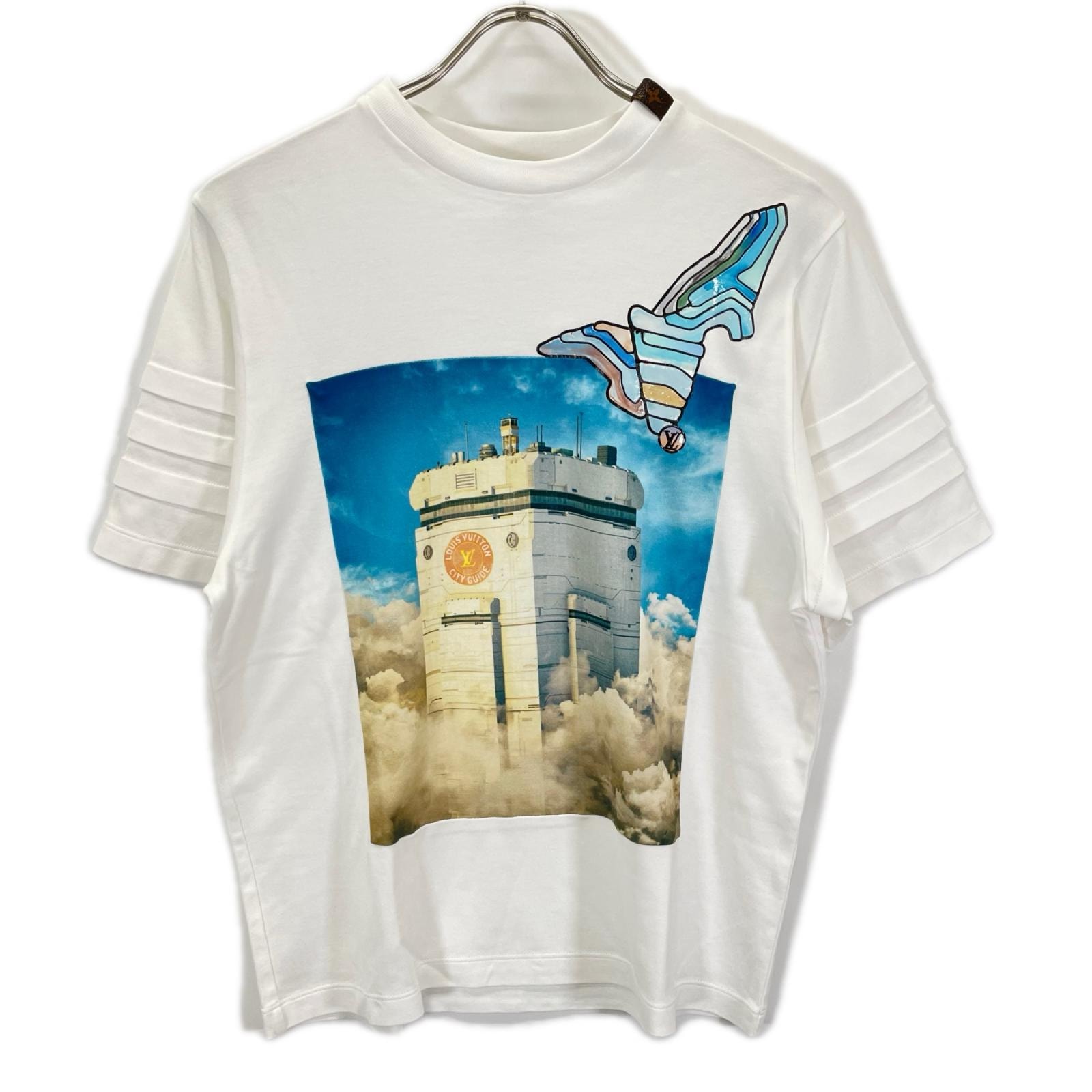ルイヴィトン FGTB95JG2 ホワイト プリントテッド ウィズジェルパッチ 半袖Tシャツ S