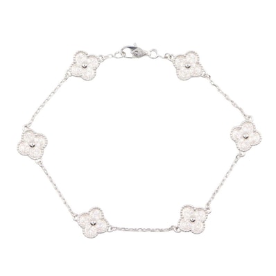 ヴァンクリーフ&アーペル Van Cleef & Arpels スウィートアルハンブラ ブレスレット 6モチーフ ブレスレット アクセサリー K18WG(ホワイトゴールド) ダイヤモンド レディース シルバー系 / クリア系 VCARO85700