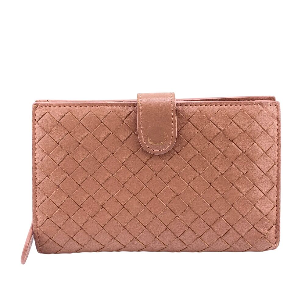 ボッテガヴェネタ BOTTEGAVENETA 二つ折り財布 イントレチャート ラウンドファスナー ピンク