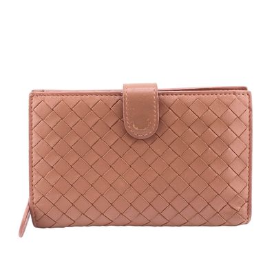 ボッテガヴェネタ BOTTEGAVENETA 二つ折り財布 イントレチャート ラウンドファスナー ピンク