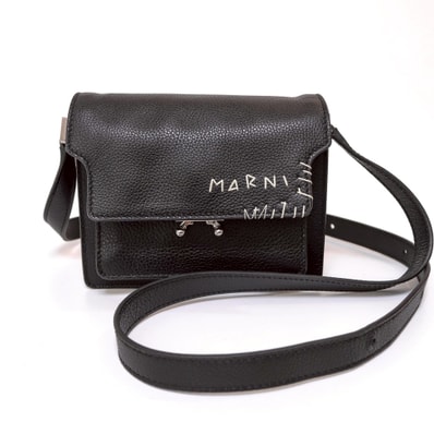 【極品】MARNI マルニ トランク ソフト ミニ ショルダーバッグ レザー 黒