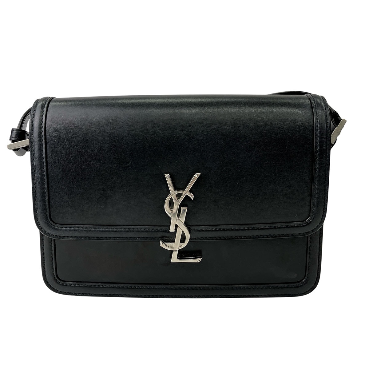YVES SAINT LAURENT イヴ・サンローラン ソルフェリーノ ミディアム サッチェル ショルダーバッグ レザー ブラック  レディース【中古】