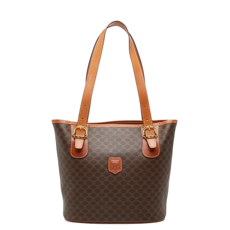 セリーヌ マカダム トートバッグ ショルダーバッグ ブラウン PVC レザー レディース CELINE 【中古】