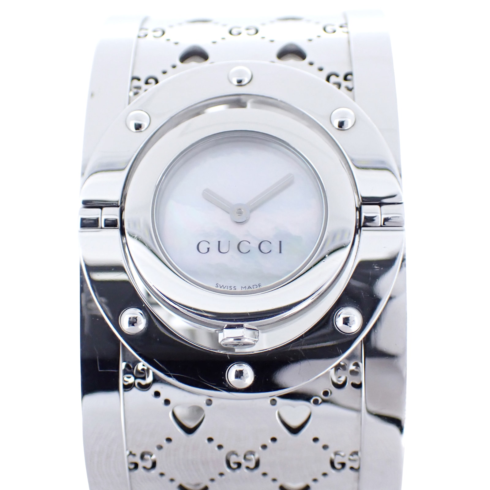 GUCCI グッチ  トワール バングルウォッチ ターンフェイス  ホワイトシェル文字盤  レディース 腕時計