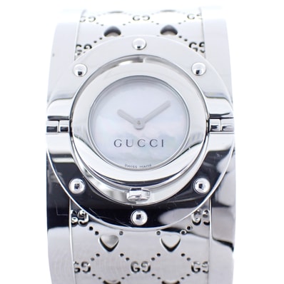 GUCCI グッチ トワール バングルウォッチ ターンフェイス ホワイトシェル文字盤 レディース 腕時計