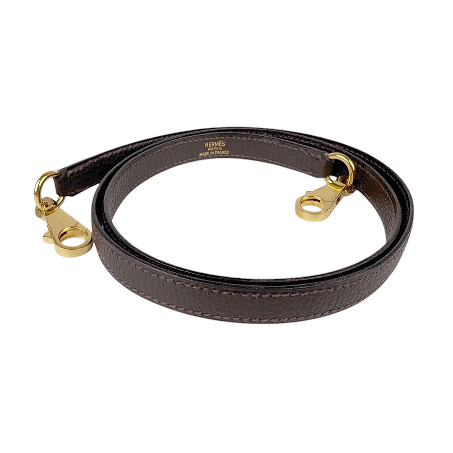 エルメス HERMES ショルダーストラップ ボリード用 ケリー用 クシュベル ダークブラウン ゴールド ユニセックス【中古】 z3746
