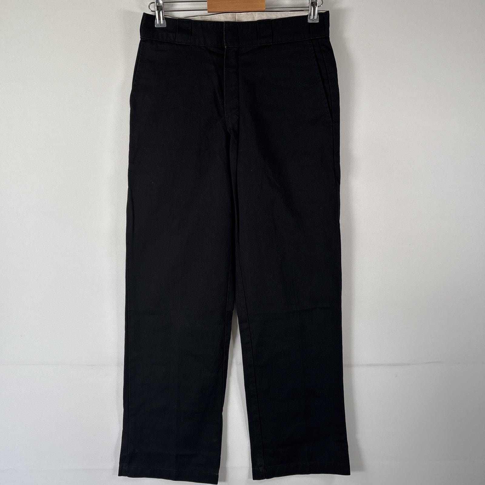 古着 ディッキーズ Dickies ワークパンツ 長ズボン ボトムス ワンポイントロゴ 作業着 w30 L30  ブラック メンズ