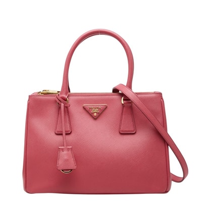 プラダ 三角ロゴプレート ガレリア ハンドバッグ ショルダーバッグ 2WAY BN2863 ピンク サフィアーノレザー レディース PRADA 中古