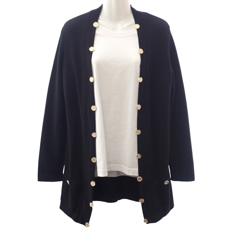 シャネル CHANEL ココマークボタン ロング 40 P72463K1039794305 カーディガン カシミヤ ブラック レディース【中古】【Aランク】