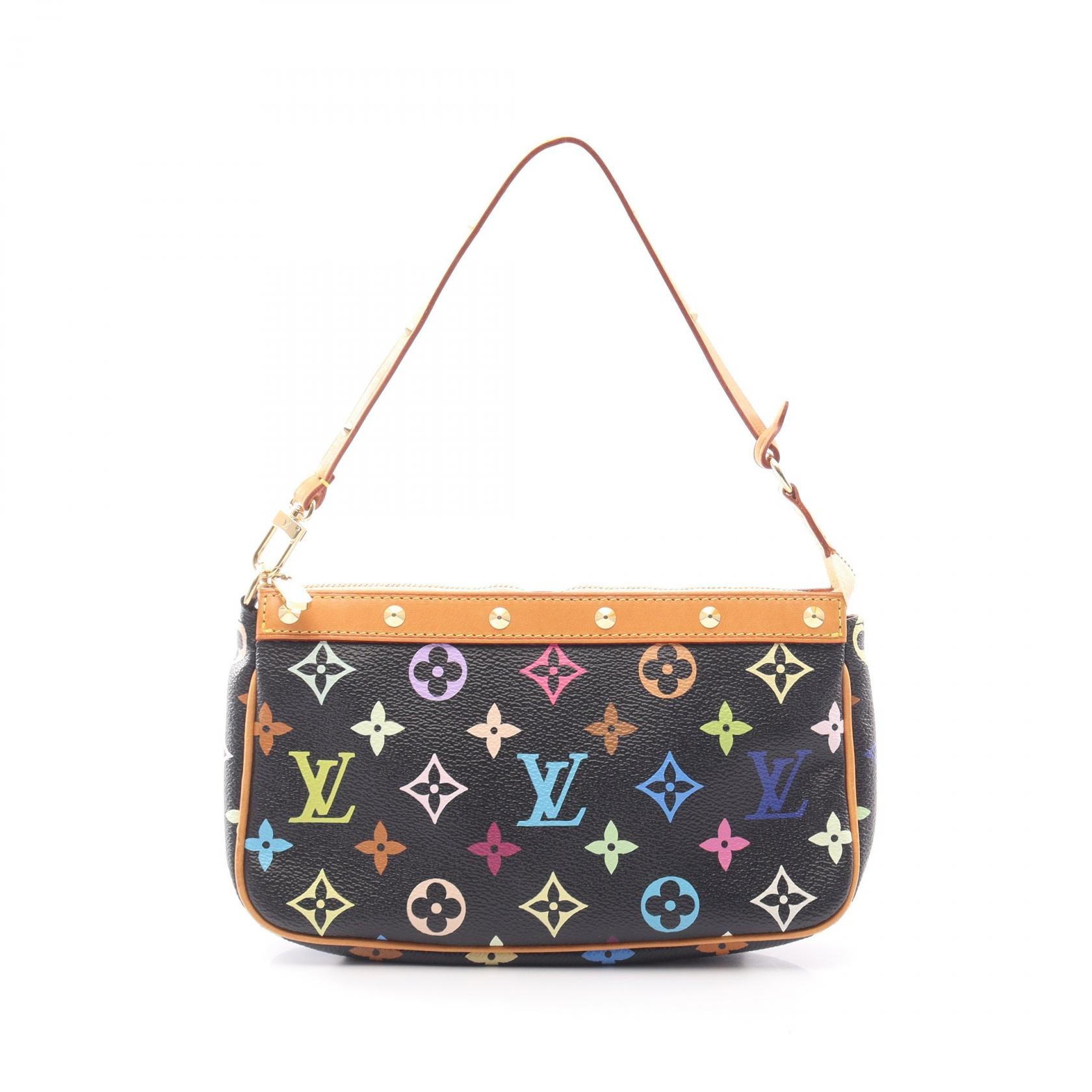 ルイ・ヴィトン LOUIS VUITTON ポシェットアクセソワール モノグラムマルチカラー ノワール ハンドバッグ バッグ PVCコーティングキャンバス レザー レディース ブラック系 M92648 【中古】