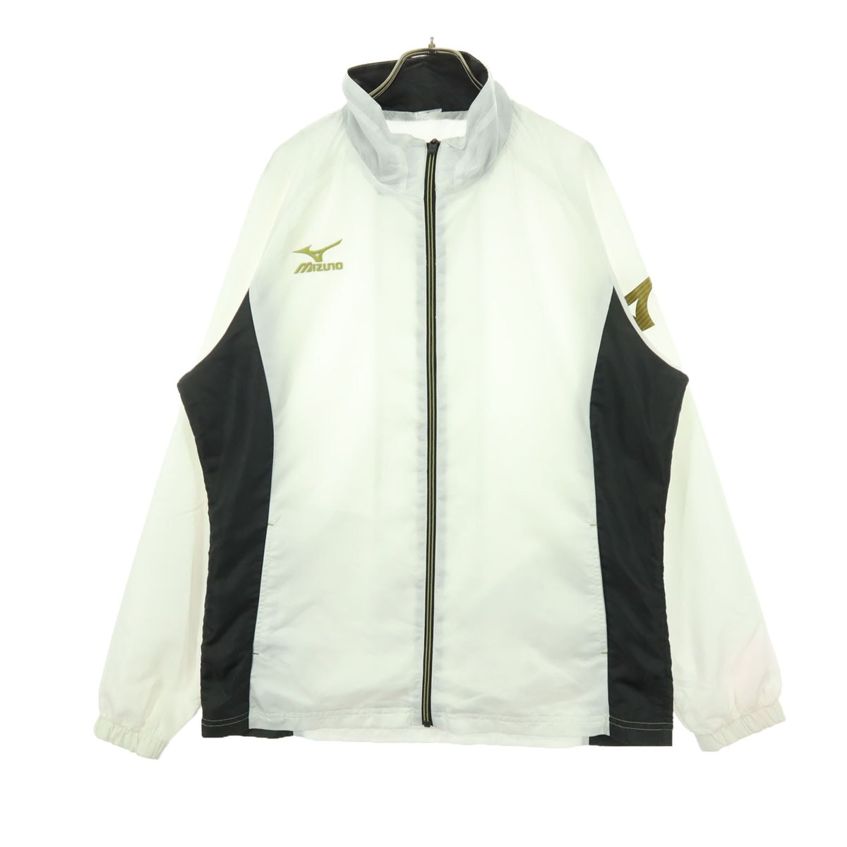 Mizuno ミズノ ワンポイントロゴ 長袖 ナイロンジャケット XL アイボリー系