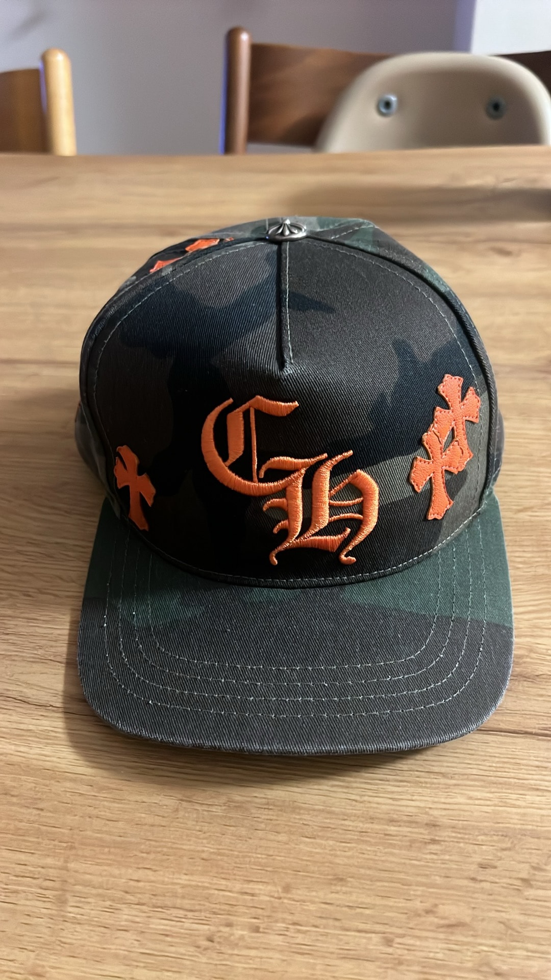 Chrome Hearts CH Hat Cross Patch Baseball Cap "Camo/Orange"