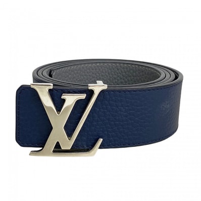 【6dd5405-k】ルイヴィトン ベルト トリヨン LVイニシャル40MMリバーシブル M0532S ネイビー グレー【中古】メンズ