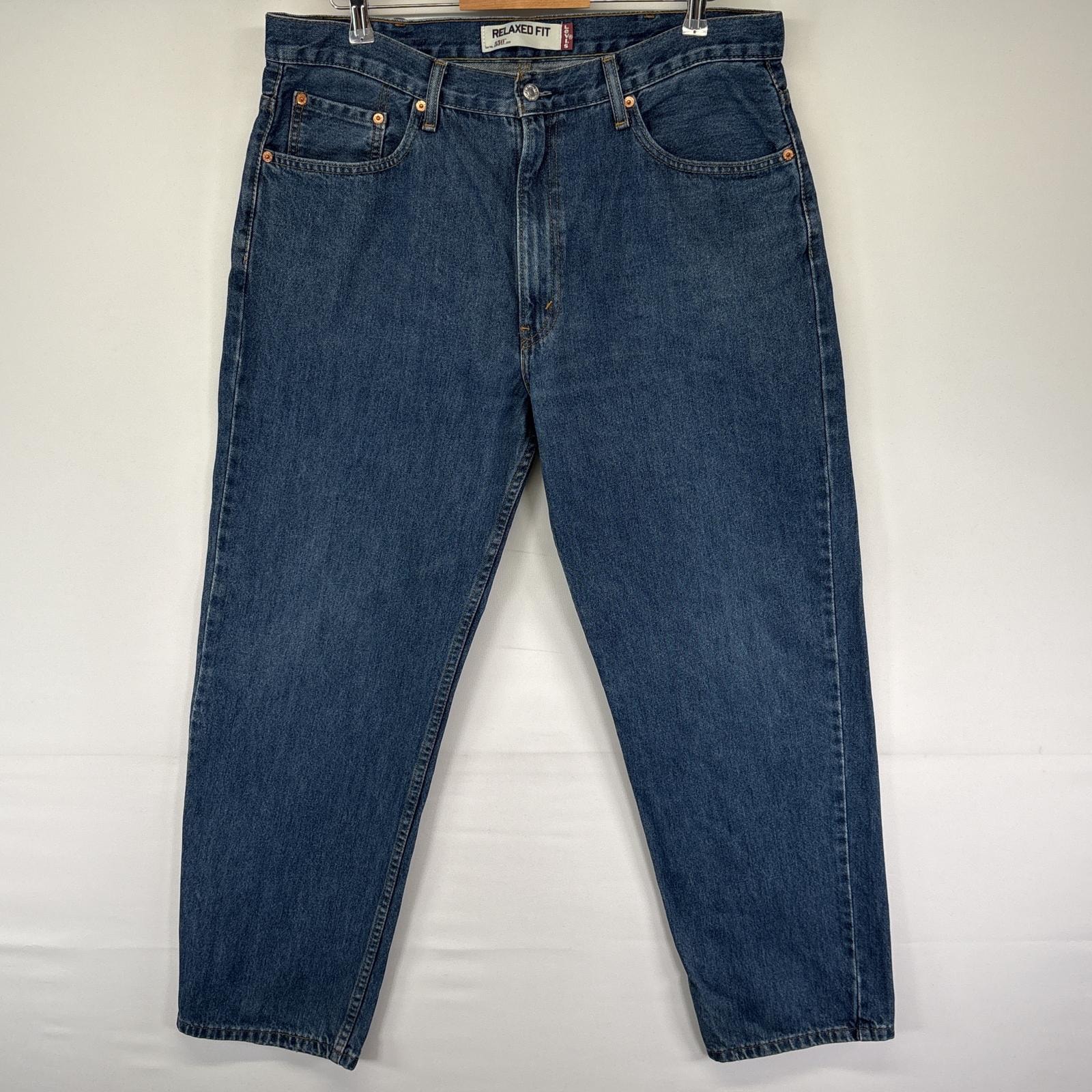 古着 リーバイス Levi's デニムパンツ 550 テーパード 5ポケット ジーンズ ジーパン 色落ち ヒゲ 長ズボン w38 L32  ブルー メンズ