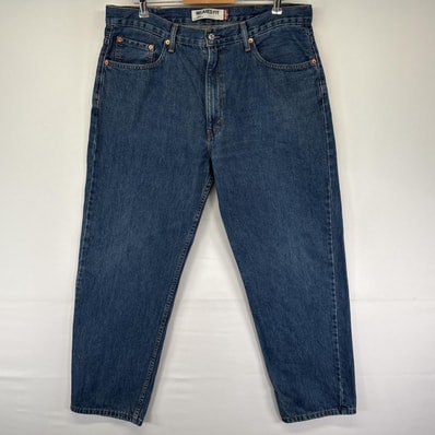古着 リーバイス Levi's デニムパンツ 550 テーパード 5ポケット ジーンズ ジーパン 色落ち ヒゲ 長ズボン w38 L32 ブルー メンズ