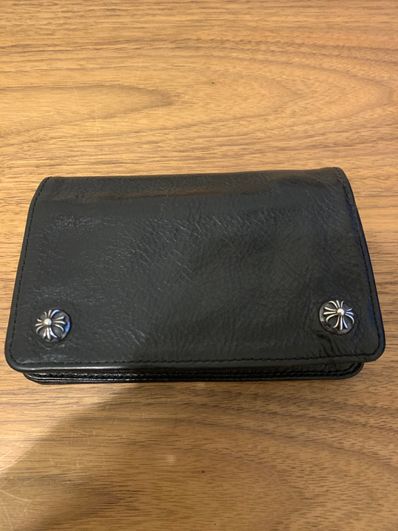 Chrome Hearts 2 Zipper Leather Wallet (with Strap) "Black"