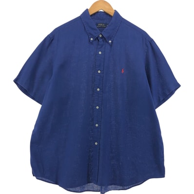 古着 ラルフローレン Ralph Lauren 半袖 リネン ボタンダウンシャツ メンズXXL相当/eaa551691