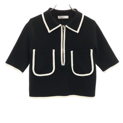 ZARA ザラ 半袖 ハーフジップ ニット シャツ M ブラック