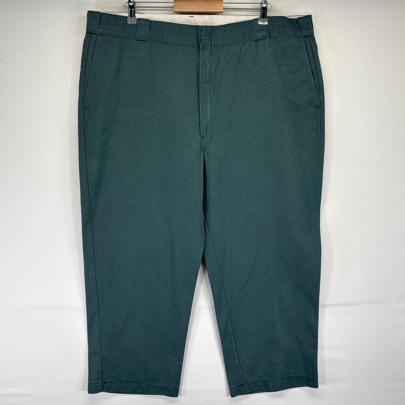 古着 ディッキーズ Dickies USA製 ワークパンツ ワンポイントロゴ 長ズボン 大きいサイズ カラーパンツ フェード チノパン  グリーン系 メンズ