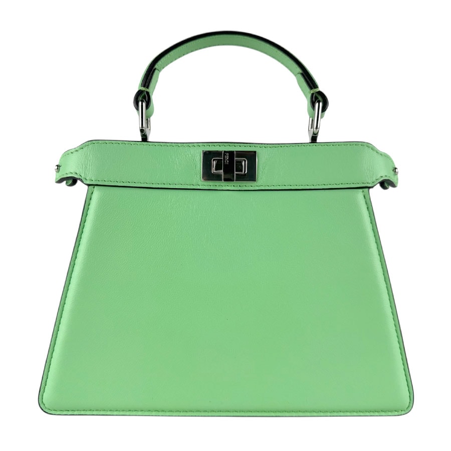 フェンディ FENDI ハンドバッグ ショルダーバッグ ピーカブー ISeeU レザー グリーン シルバー レディース 8BN335-ABVE【中古】 z8471