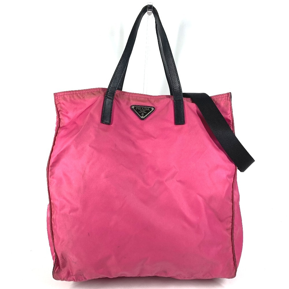 プラダ PRADA トライアングルロゴ 三角ロゴ プレート 2WAYバッグ ハンドバッグ トートバッグ 斜め掛け ショルダーバッグ レザー/ナイロン ピンク