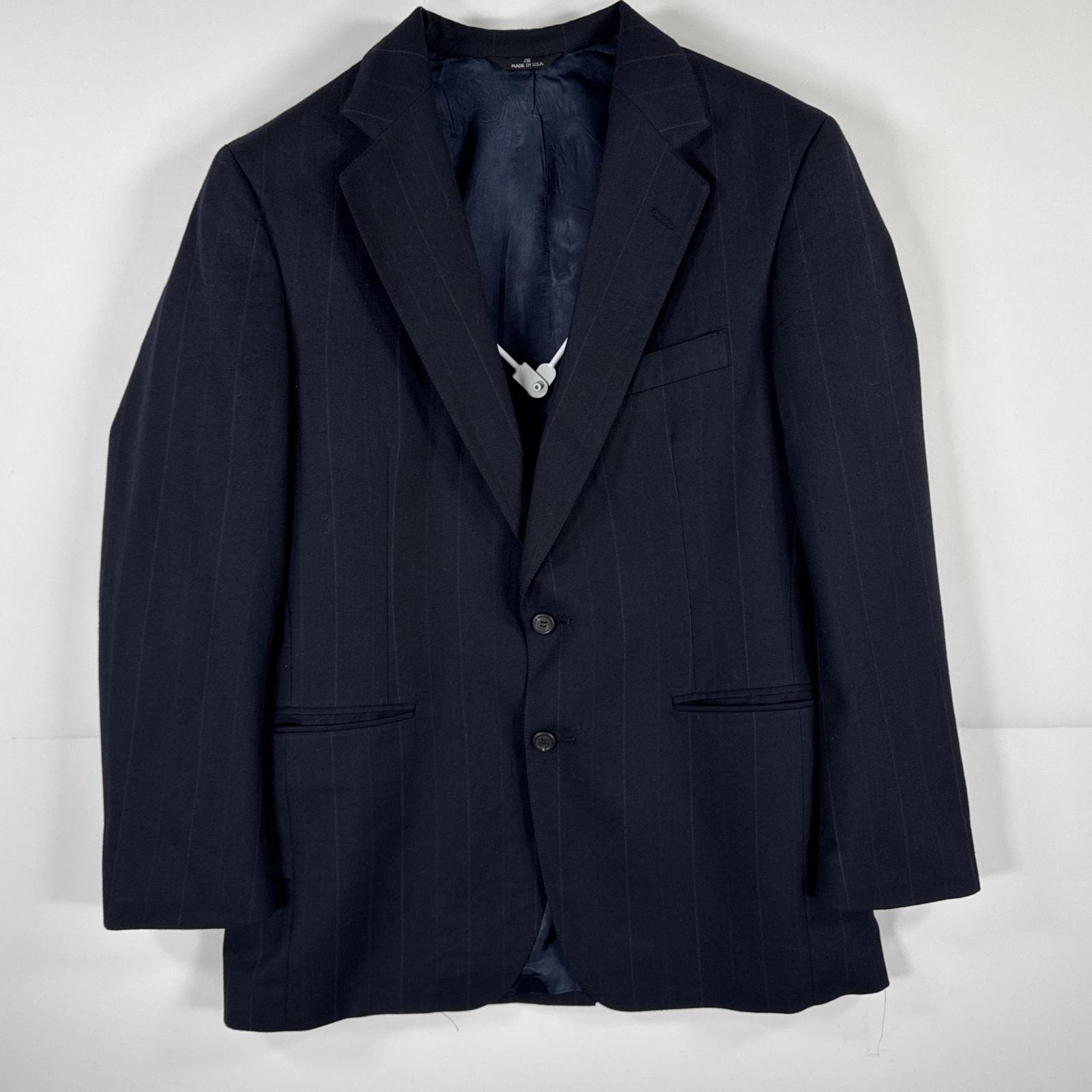 古着 ポロ・ラルフローレン POLO RALPH LAUREN USA製 テーラードジャケット ブレザー スーツ ネイビー ストライプ メンズ